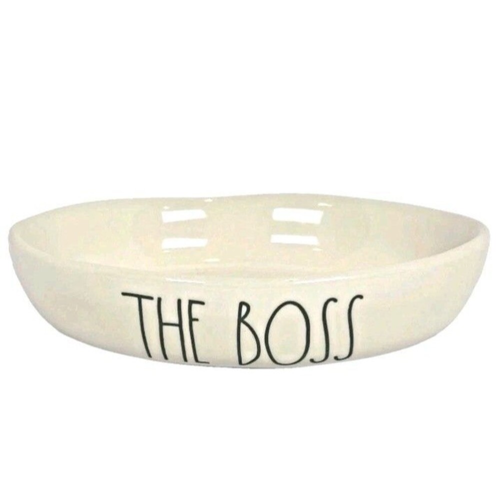 Rae Dunn Ceramic Pet Bowl "The Boss" Small Cat Dog Dish